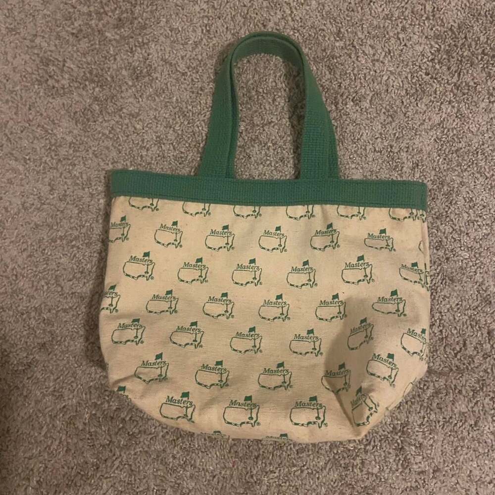 Vintage Masters Tournament Golf Mini Tote Bag Canvas Cream and Green